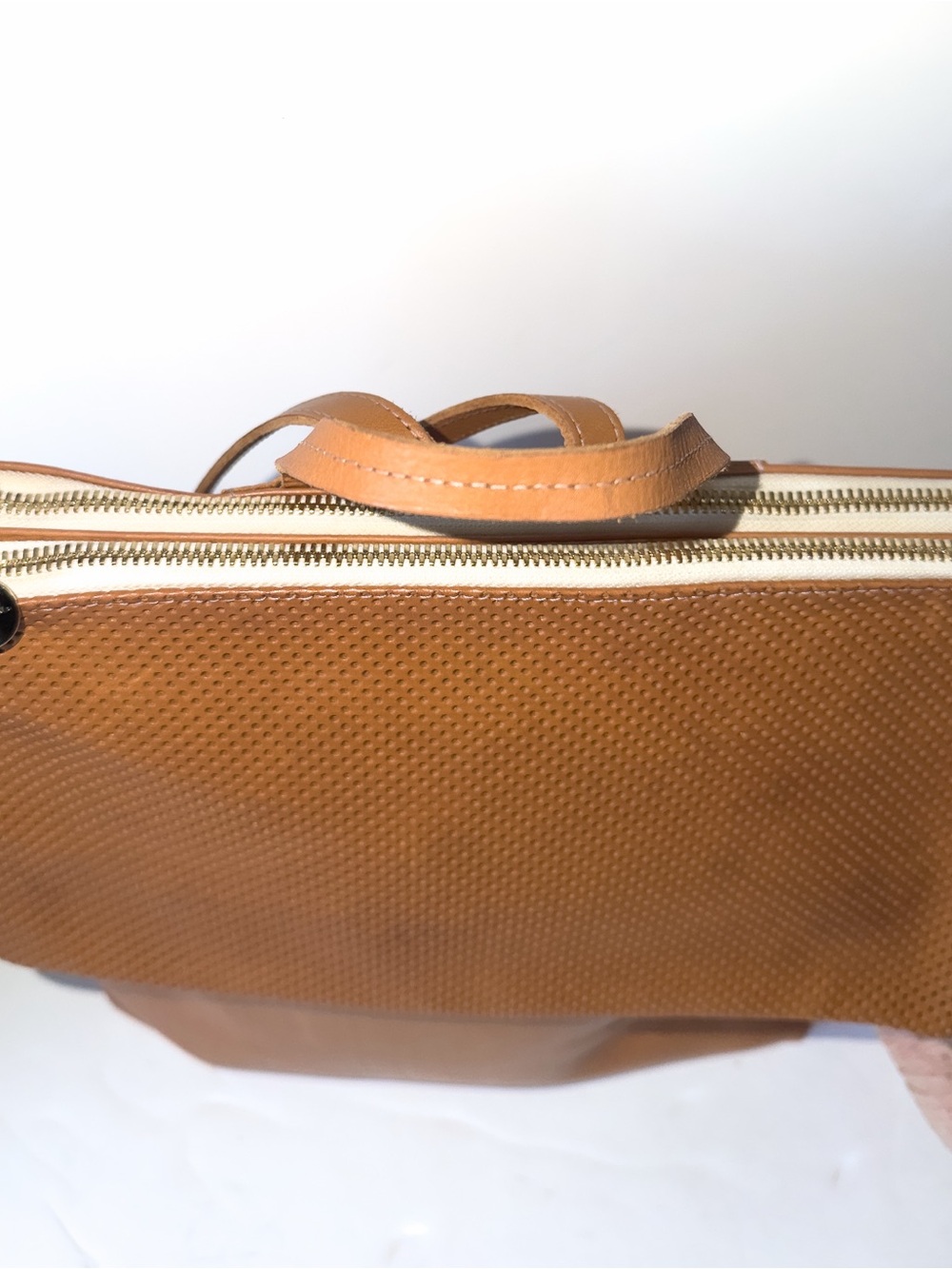Clare V. Tan Perforated Leather Backpack Tote - Women's Convertible Bag - Picture 8 of 10